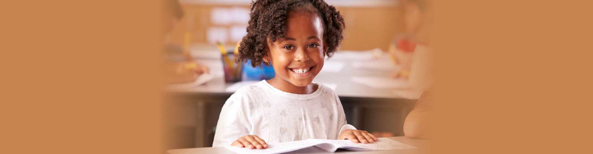 African American elementary school girl in class